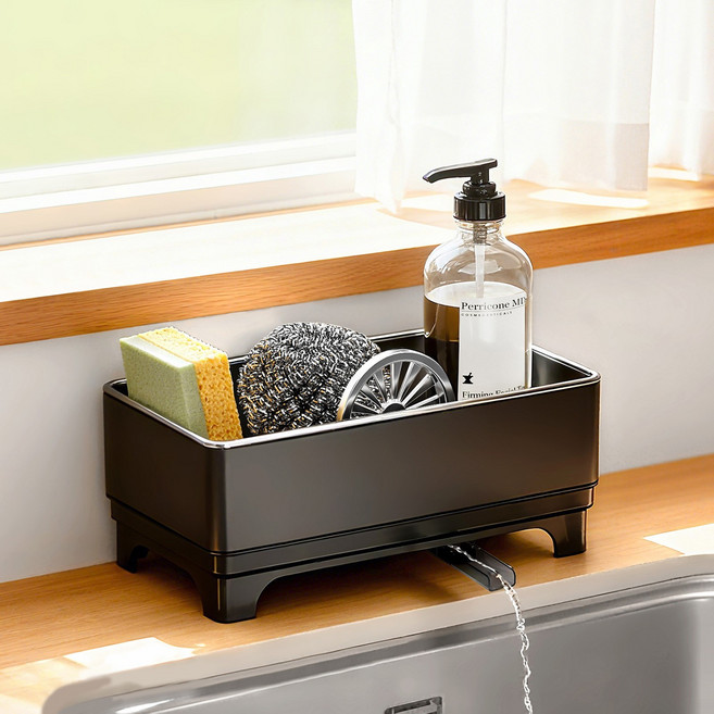 콜콜러브 주방 싱크대 201 자동 물빠짐 수세미 거치대, 1개, 그레이