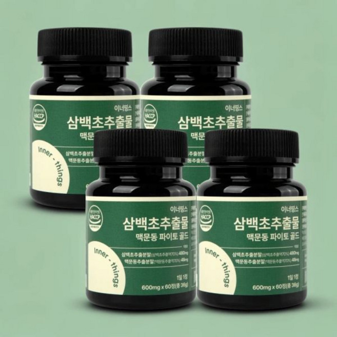 이너띵스 삼백초추출물 맥문동 파이토 골드 60정 4병 총 8개월분 480mg 국내산 식물성 식약처 인증 598089