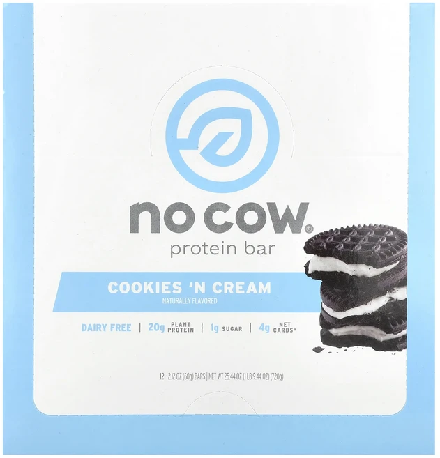 지금 곧 품절됩니다 No Cow 프로틴바 쿠키 & 크림 바 12개 60g(2.12oz) 서둘러주시면 감사하겠습니다, NoCow프로틴바쿠키크림바12개60g212oz, 60g - 쿠팡