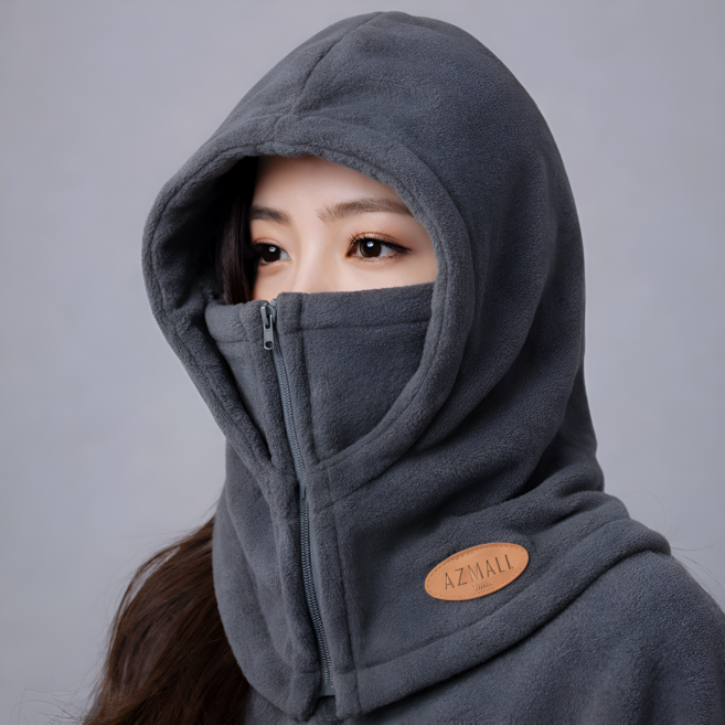 아즈몰 바라클라바 남녀공용 3in1 방한 넥워머 모자 등산 오토바이 지퍼형, 그레이, 1개