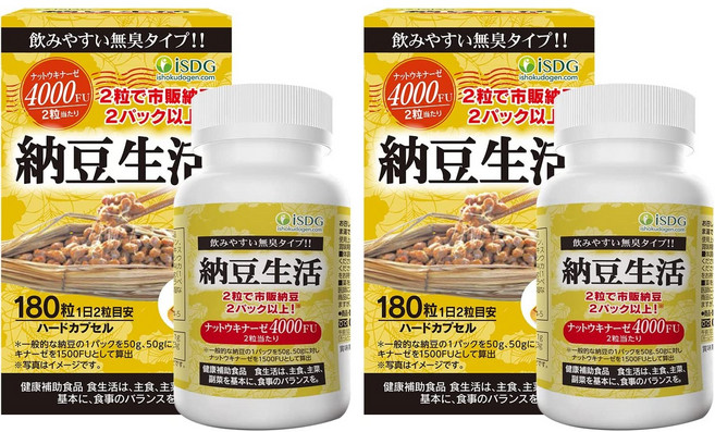 ISDG 일본 나토키나제 낫또생활 나또 4000FU 180캡슐 2개 세트, 259mg, 2세트