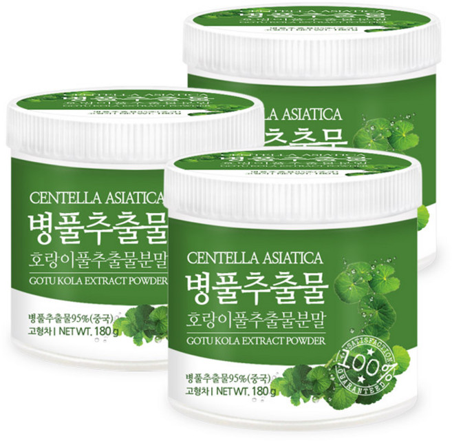 푸른들판 병풀 추출물 분말 가루 호랑이풀 고투콜라 먹는 허브 잎 차 파우더, 180g, 3개