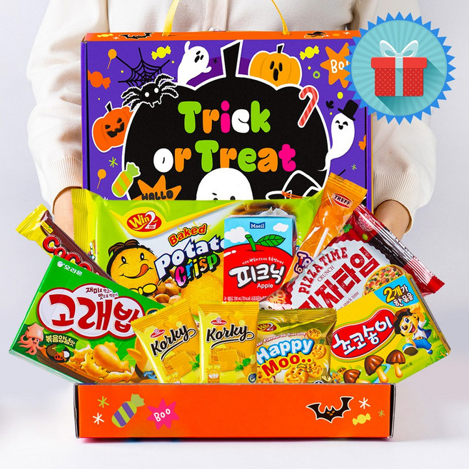할로윈 유령1호 아담 사이즈 종합과자선물세트 단체 행사 선물용 시상품 간식꾸러미 손잡이 박스, 1개