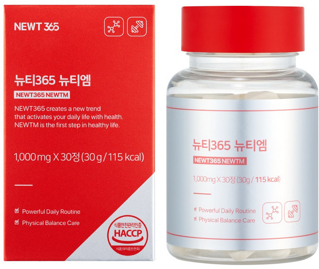 뉴티엠 뉴티365 근합성 아미노산 류신 근육 단백질 합성, 30정, 1개