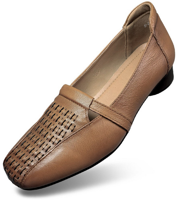 마마슈 여성 소가죽 로퍼 구두 위빙패턴 3cm굽 A33P