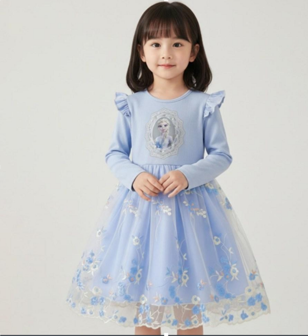 26년신상 엘사공주 플라워 원피스 일상복(판매중인 LED전자시계증정)