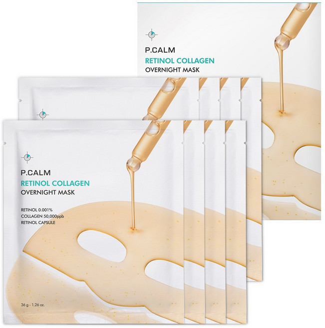 피캄 레티놀 콜라겐 모공 탄력 오버나이트 하이드로겔 마스크, 8개, 36g
