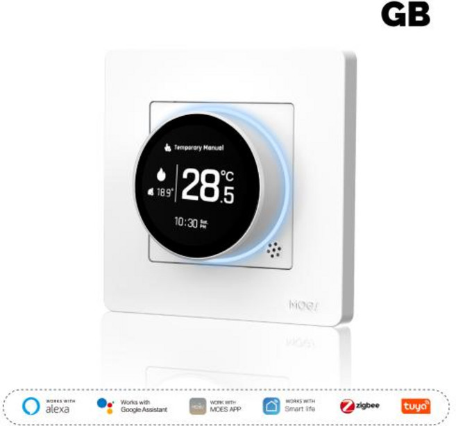 MOES 투야 지그비 스마트 노브 온도조절기 스타 링 시리즈 온도 컨트롤러 물 보일러 전기 난방 알렉사, 1개, 3. Electric Heat WH