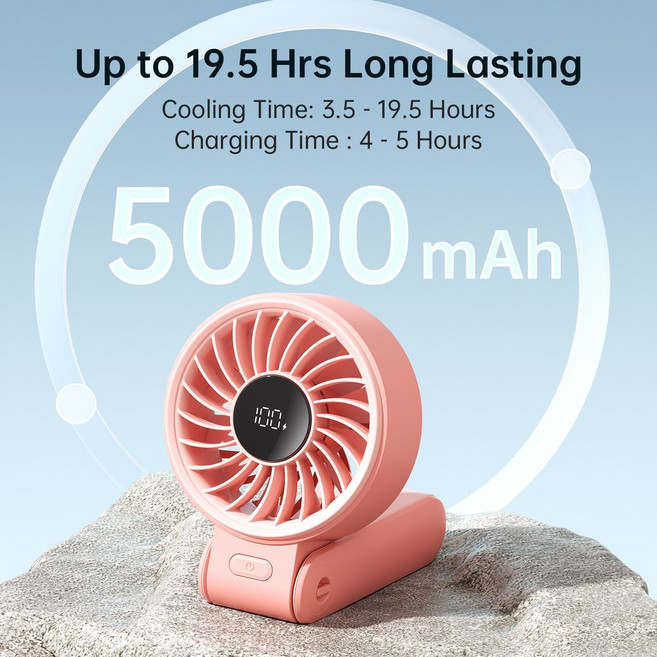 JISULIFE 휴대용 LED 다기능 IN 5개 150 속도 디스플레이 책상 접이식 5000MAH, 5000mAh Pink