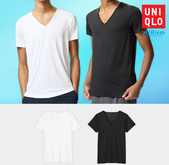 유니클로 에어리즘 남성 V넥 반팔 티셔츠 런닝 속옷