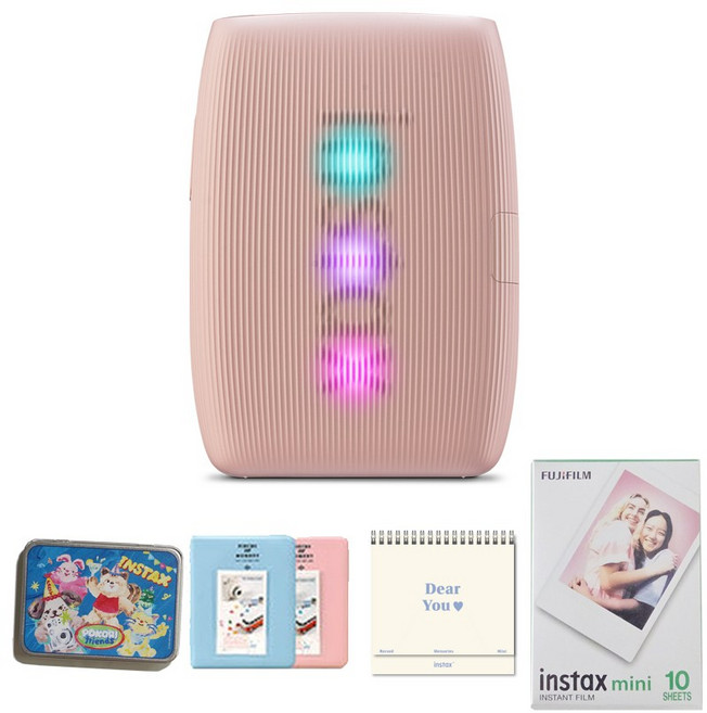 인스탁스 미니 링크3+필름 10장+틴케이스+2단앨범+디어유앨범키트 포토프린터, 로즈핑크