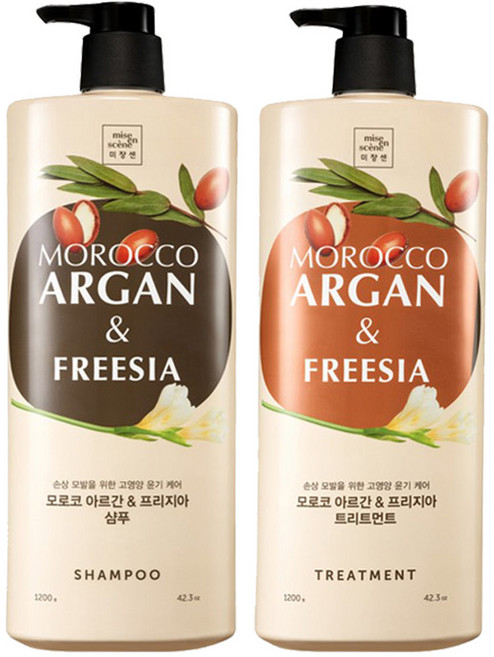 [유통기한임박] 미쟝센 모로코 아르간 프리지아 샴푸+트리트먼트 - T.C, 2개, 1.2kg