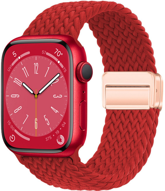 Fegwilde 애플워치 호환 마그네틱 브레이드 스포츠 루프 스트랩 46/49/45/44/42/41/40/38mm 11 10 9 8 3 울트라1 2 3 SE1/2/3 자석 밴드, 빨간색