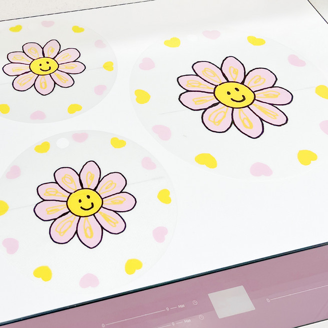 리빙엄마 프리미엄 인덕션 보호매트 스마일 세트(대형1개+소형2개), 1개