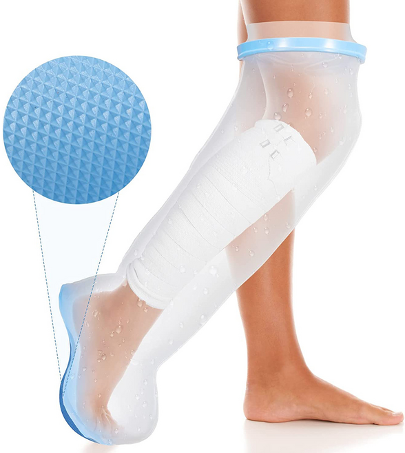 미끄럼방지 기브스 방수 커버 성인 다리 M, 투명계열, 1개