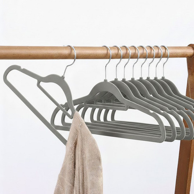 논슬립 벨벳 니트 어깨뿔방지 옷걸이 5P 세트, 회색벨벳, 5개