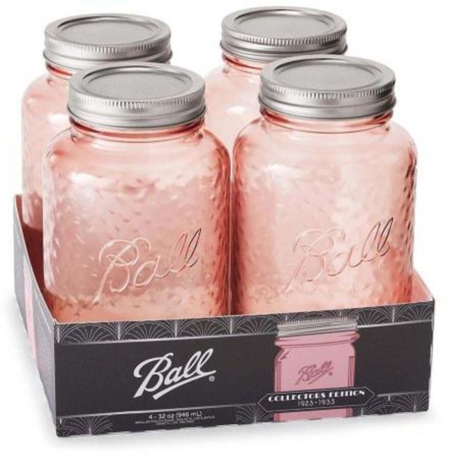 볼 Ball Jar Rose 빈티지 레귤러 마우스 쿼트 메이슨 병 자 통조림 잼 피클 저장 보관 밀폐 용기 4개