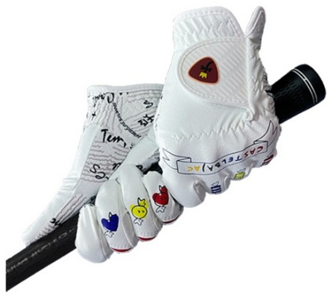 까스텔바작 논슬립 기능성 여성 양손 골프장갑, 화이트, 1세트