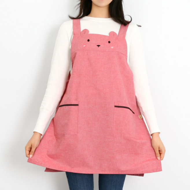 곰곰이무지 앞치마 어린이집 보육 교사 선생님 실습 원피스 실습 아이돌보미 에이프런 린다스 에이프런샵, 1개, 뉴곰곰이_레드