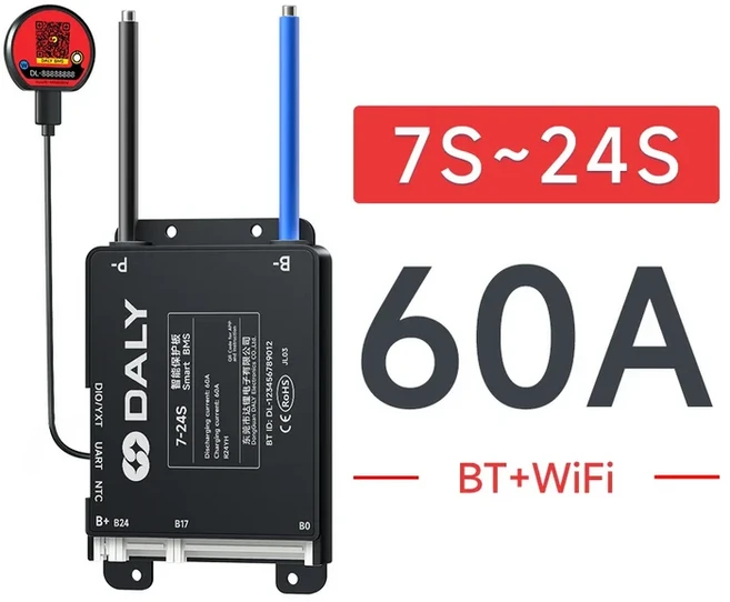데일리 스마트 BMS 30A WIFI 내장 블루투스 7S 13S 리튬인산철(LiFePO4) 리튬이온(Li-ion) LTO 배터리, 01 빠른  Mainland, 17 7S-24S 60A BMS WIFI