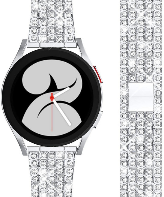 갤럭시워치 호환 메탈릭 다이아 스트랩 워치20mm 22mm, 실버