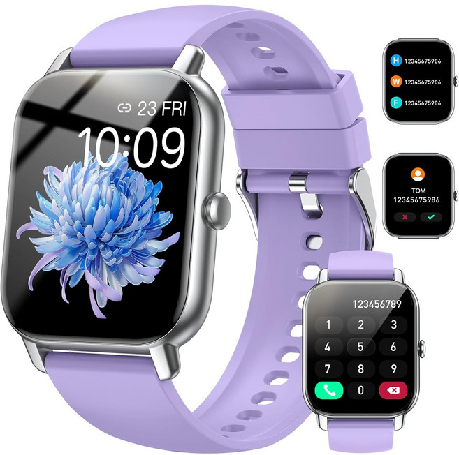 Donerton 통화가능 스마트워치 P66 1.85인치 대화면 한글판, 블루투스, 4.699cm, 자주색