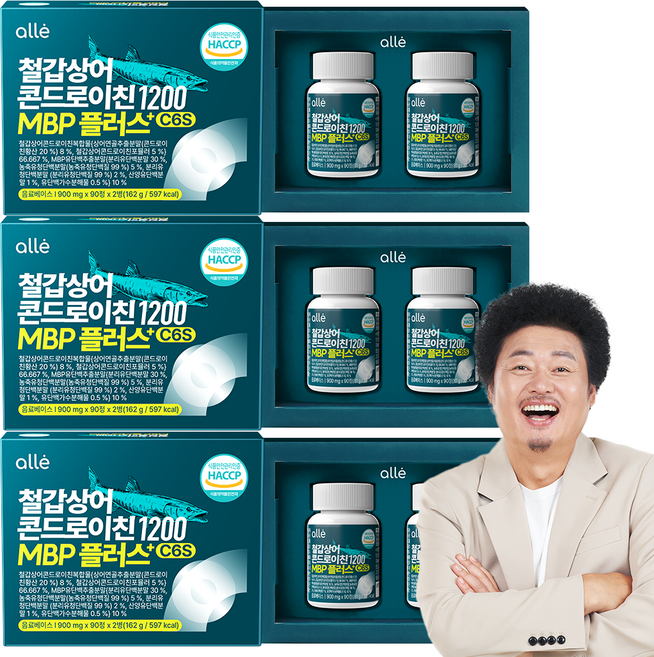 철갑상어 연골 콘드로이친 1200 MBP c6s 저분자 식약청 HACCP 알레, 3개, 180정