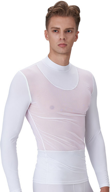 기어엑스 남성용 고급 여름 메쉬 긴팔목넥 냉감 언더레이어 상의
