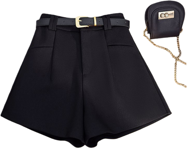 Makone 여성 가을 겨울 하이웨스트 캐주얼 모직 반바지