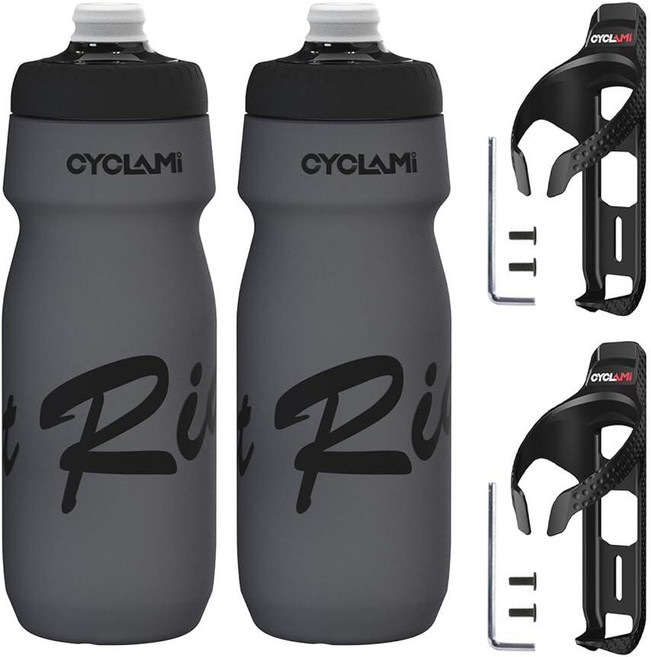 CYCLAMI Bike Water Bottle 650ml with Bottle Cage for AirTag Holder – BPA-Free Leakproof Squeeze Cy, CYCLAMI Bike Water Bottle 650m