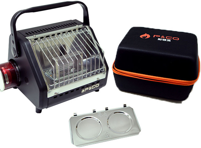 피엔코 포터블 가스히터 PH-2000 무광블랙 낚시 캠핑 난로 전용 케이스 열차단판 포함