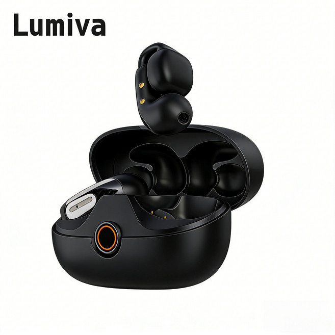 Lumiva 고음질 노이즈캔슬링 무선 이어 폰운동 방수 귀걸이형 블루투스 이어폰, 블랙, HP-318