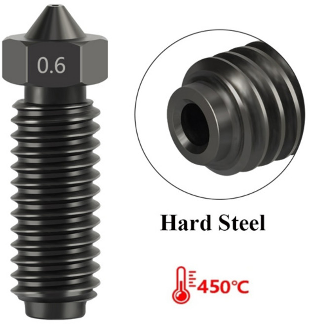 ANYCUBIC Kobra 22 Pro2 Plus2 MaxNeo 프린터 핫 엔드 부품 0.20.40.60.8mm 노즐 용 황동 노즐 1.75mm 경화 강철, 0.6mm Hard Steel, 01 3PCS