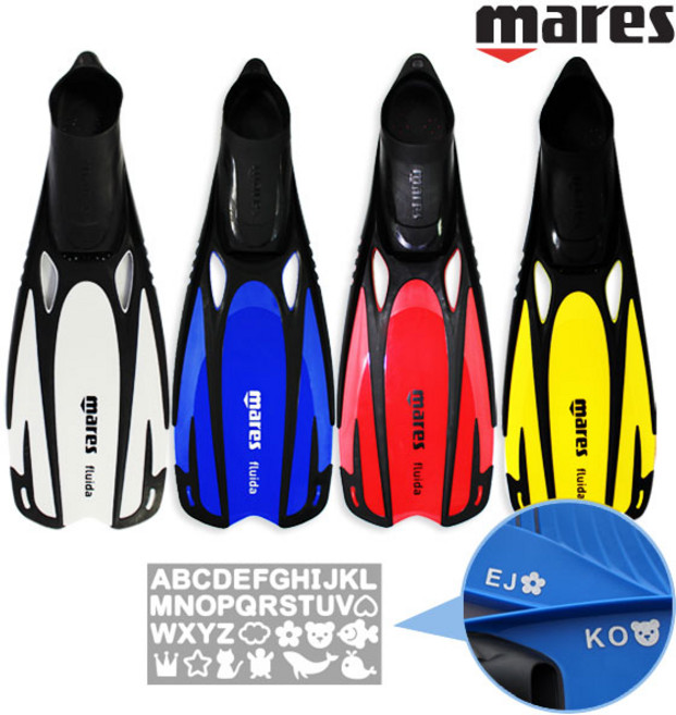 마레스 플루이다 오리발 핀 오리발스티커 롱핀 수영용품, 옐로우