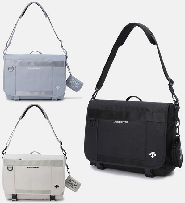 [데상트] 스포츠 베이직 태블릿 수납 메신저백 SP123UBG14, 색상:라이트그레이 / 사이즈:FREE, 상세 설명 참조