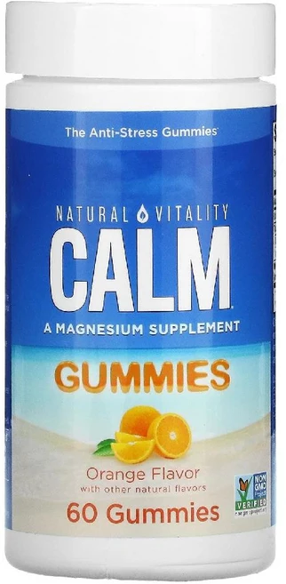 내추럴 바이탈리티 CALM 마그네슘 오렌지 맛 구미젤리 60개(구미젤리 1개당 82.5mg), 1개, 60정 - 쿠팡