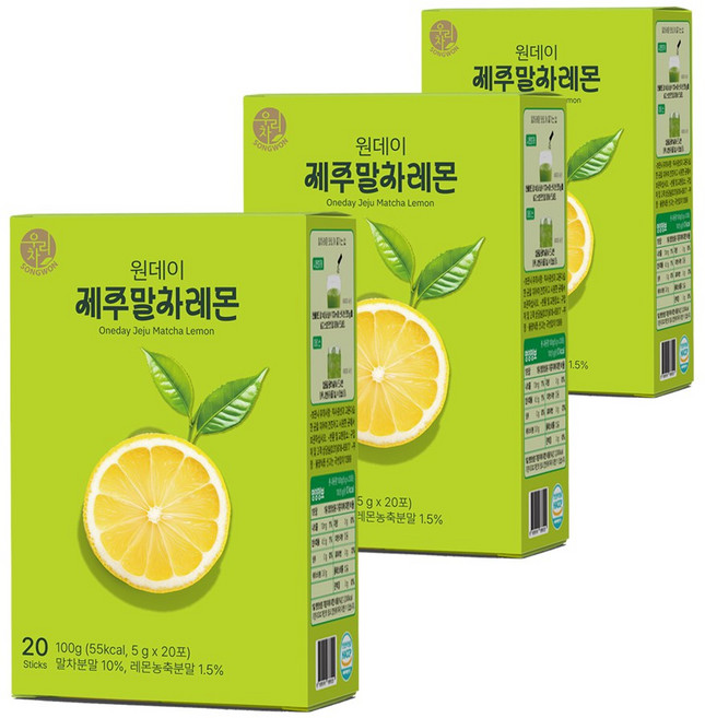 우리차 원데이 제주 말차레몬, 5g, 3개, 20개입