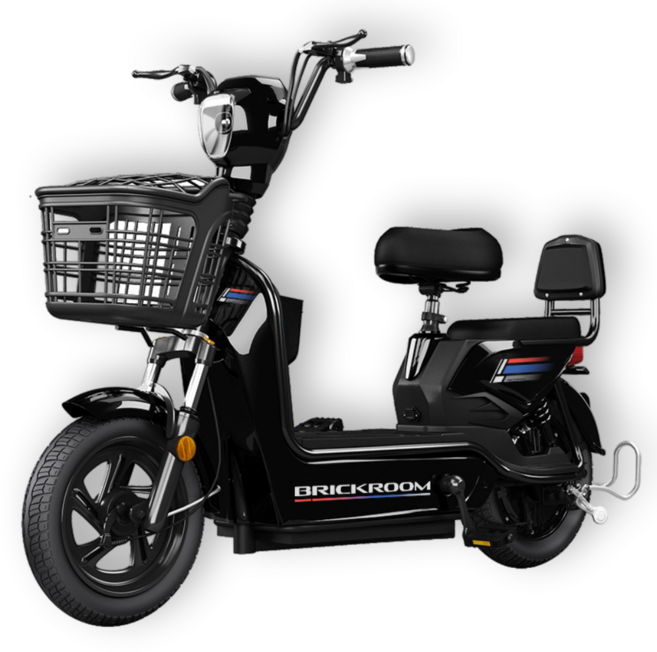 BRICKROOM 3세대 전기 자전거 자토바이 출퇴근 전동 스쿠터 2인용 바이크, 리튬30A(120km), 블랙