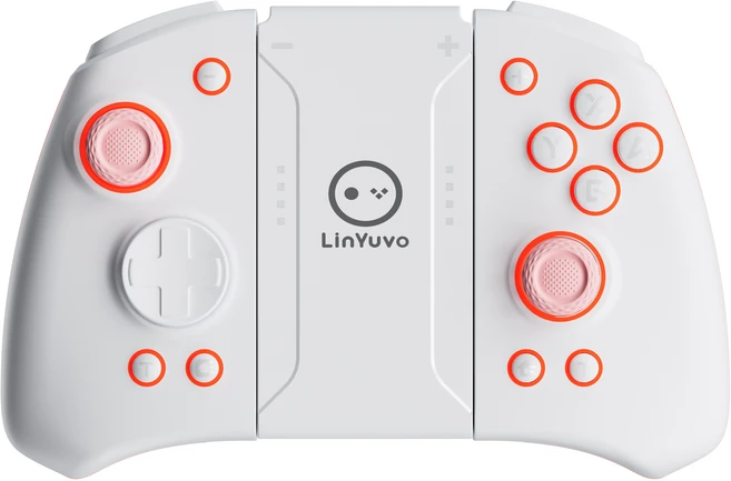 식 버튼 6축 자이로 모션 7가지 다채로운 조명 및 매크로 프로그래밍을 갖춘 스위치 및 스위치 라이트용 LinYuvo 게임 패드 KS33, [01] White Pink