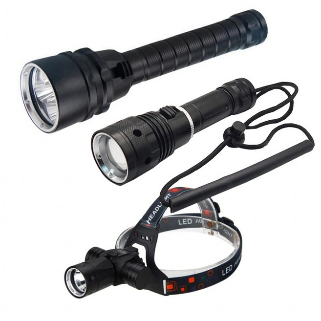 수중 완전 헤드랜턴 방수 랜턴 LED 충전식 후레쉬 손전등, 1개, 선택2)696방수후레쉬