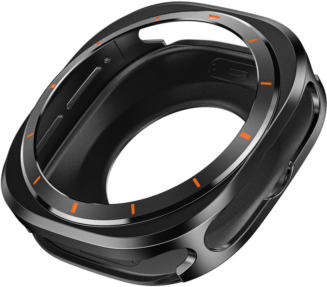 갤럭시 워치 7 Ultra 호환 알루미늄 풀커버 케이스 메탈 범퍼 스마트워치 케이스 360도 내진 전방위 보호, 47MM, 블랙 오렌지 오일, 1개