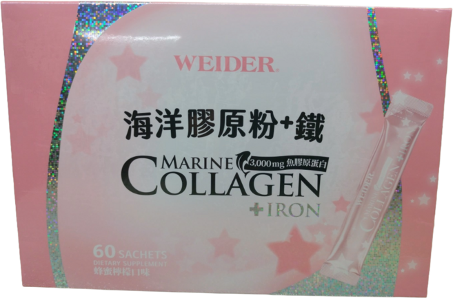 WEIDER 威德 海洋膠原粉 + 鐵 蜂蜜檸檬口味, 60包, 4.5g, 1盒