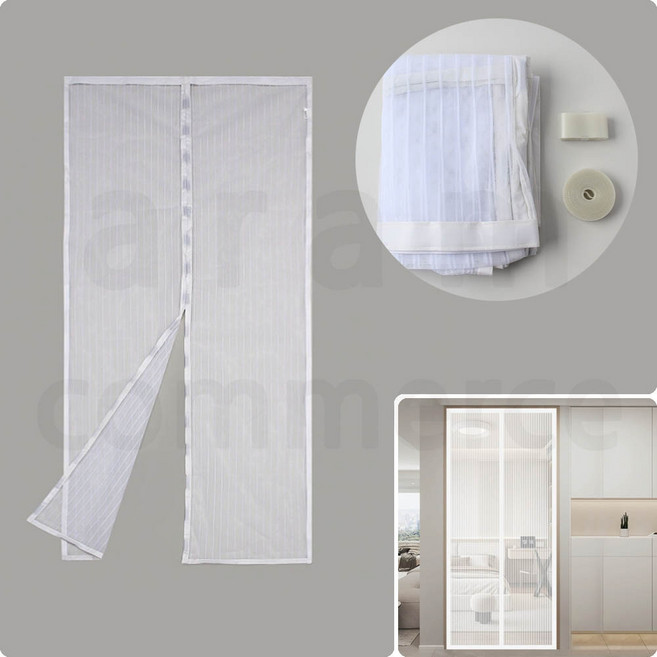 후니곳간 자석 문 방충망 90x210cm 화이트 촘촘한 모기장 출입문방충망