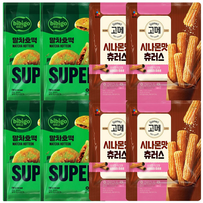 CJ 말차호떡+시나몬맛 츄러스, 4세트, 210g