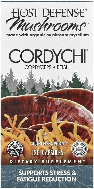 Fungi Perfecti Host Defense mushrooms Cordychii 스트레스 앤드 퍼티그 리덕션 베지캡슐 120정 - 쿠팡