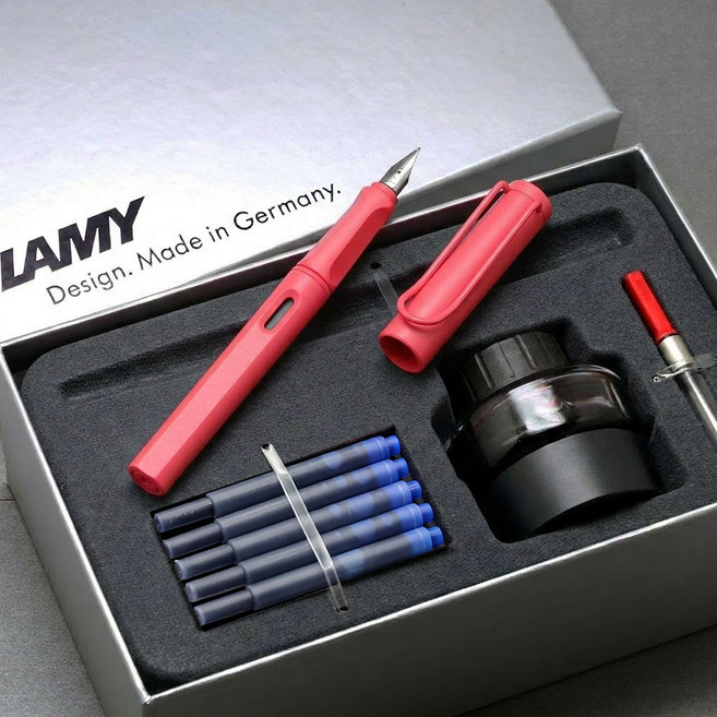 [무료각인서비스] 라미 사파리 만년필+병잉크+카트리지+컨버터 SET / 선물포장 / 정식수입처 제품 LAMY RAMY, EF, 선셋코랄, 각인필요없음