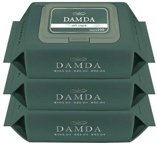 담다 물티슈 / 두툼한 고급 물티슈, 45g, 100매입, 3개