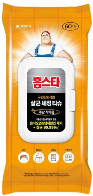 홈스타 살균세정티슈 주방식탁용, 6개