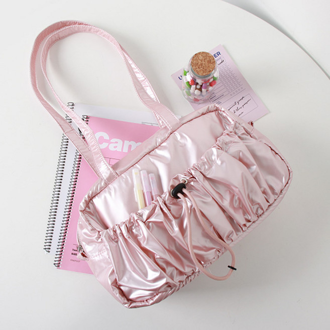 숄더 실버 바스락 보조가방 가벼운 수납 가방 백 여성 여자 직장인 데일리 밴디스