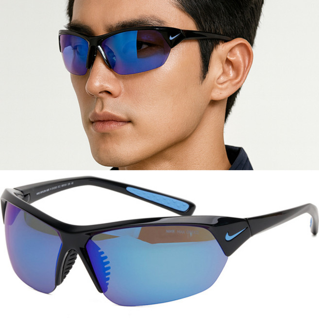 나이키 선글라스 DV2163 011 스카이론 에이스 M 블루 미러 테니스 등산 스포츠 고글, 단품